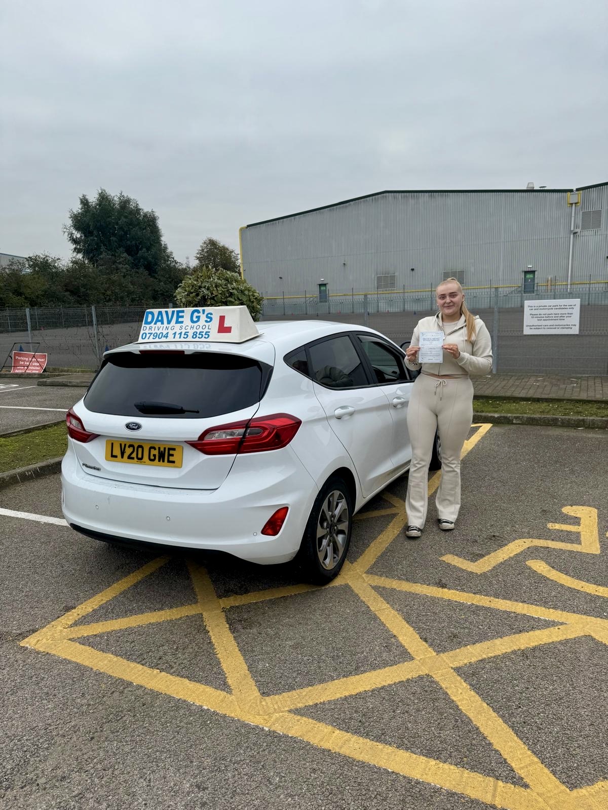 Student passing driving test with Dave G's Driving School